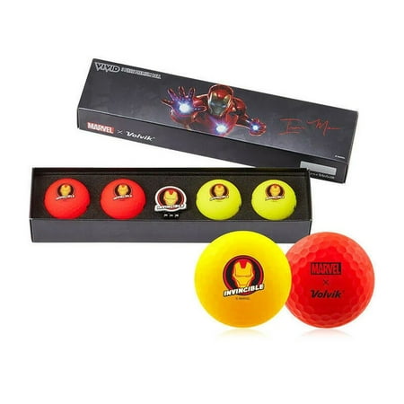 UPC: 0818615027455 | Volvik Vivid Marvel X Golf Balls (Iron Man  4pk) Invincible Gift Set NEW