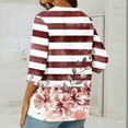 thumbnail image 3 of QQAMB Womens Tops 3/4 Sleeve Casual Knit Notched V-Neck Floral Printed Shirts Button Summer Loose Blouses Red XL, 3 of 5