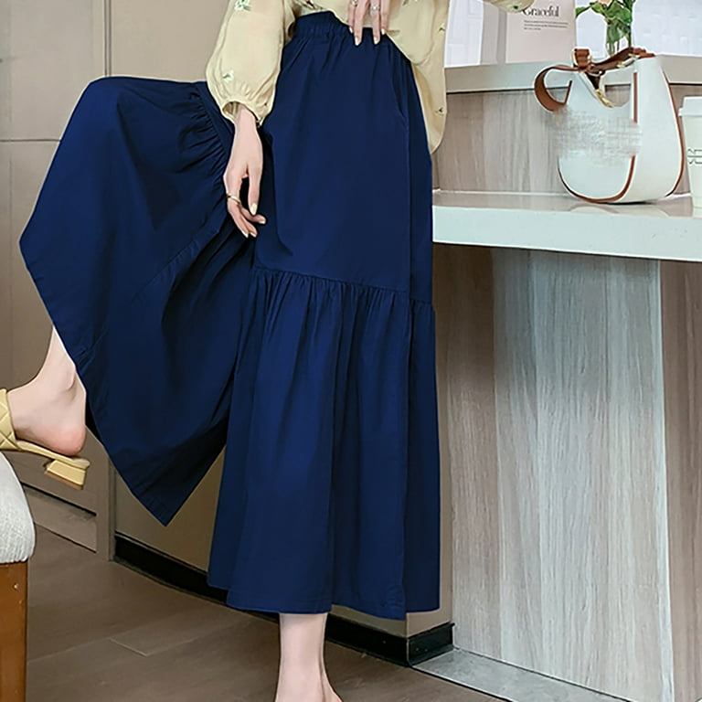 【HI FI FNK】(W) Romi Easy Skirt Pants Diufon 3/4 Length Pants Skirt for Women Solid Color Pants