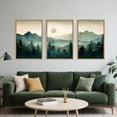 thumbnail image 3 of Large Boho Mountain Framed Wall Art Set,Watercolor Pine Tree Wall Painting,Abstract Foggy Green Forest Artwork,Modern Nature Sunrise Wall Decor for Living Room,Bedroom,Office-16 x24 x3, 3 of 6