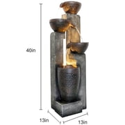 4-Tier Pots Outdoor Water Fountain for Garden - Outdoor Water Fountain for Yard, Floor Patio, Backyard and Home Art Decor