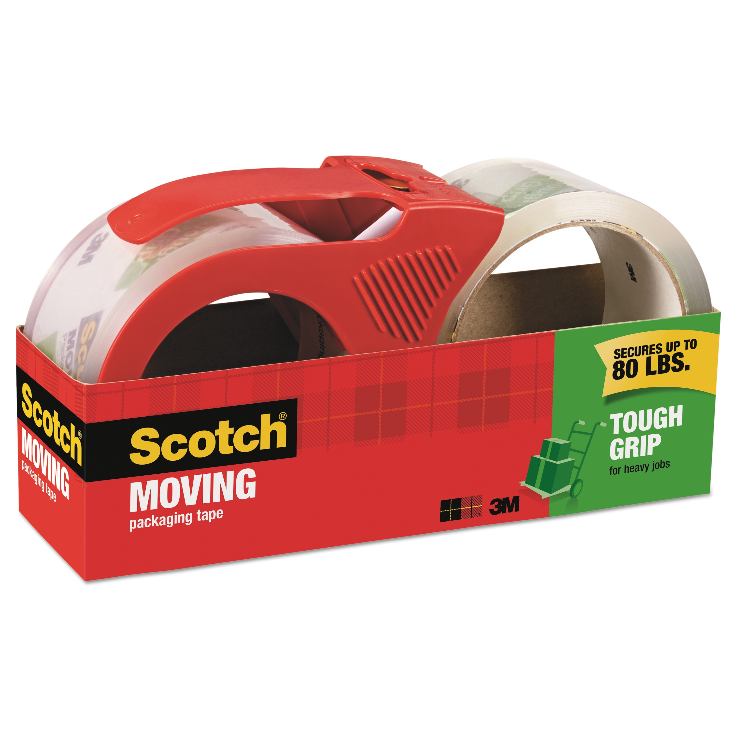 Scotch Tough Grip Moving Packaging Tape, 3" Core, 1.88" x 54.6 yds