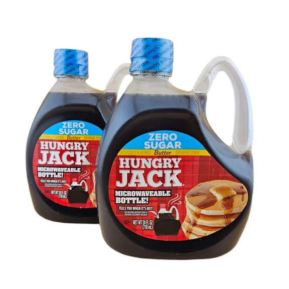 Hungry Jack Sugar Free Pancake Syrup, Butter Flavored, 27.6 oz (2 pack) and 8in Silicone Spatula (Color Varies)