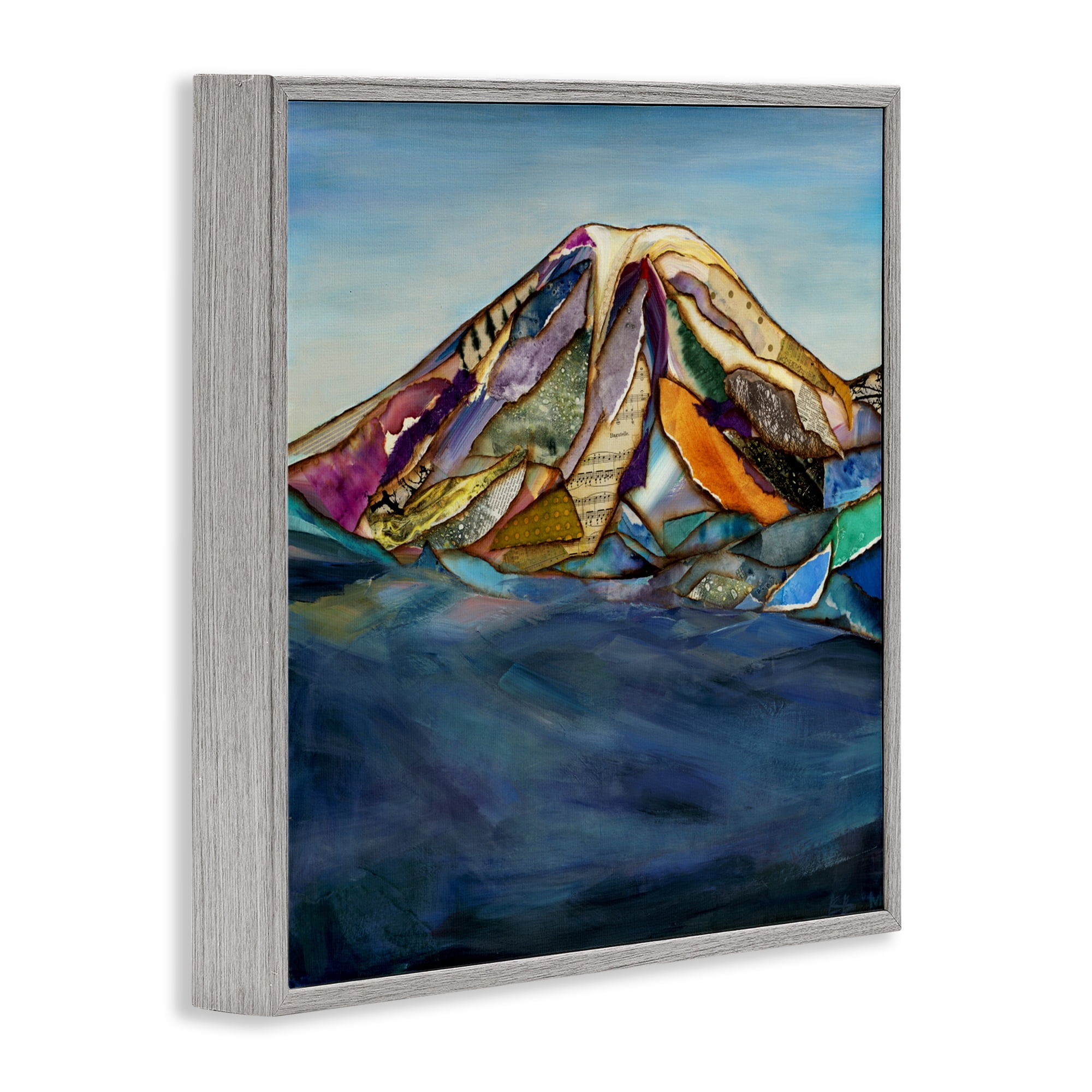 Stupell Industries Collaged Layers Mountain Gray Framed Giclee Art, design by Van Horne-Borcherding