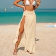 thumbnail image 5 of Swimsuit Cover Up for Women High Waisted Maxi Skirt Side Split Flowy Beach Sarong Smocked Waist Long Bathing Suit Coverups, 5 of 8