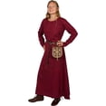 thumbnail image 4 of Mythrojan Viking Linen Dress for Women Helga Overdress for LARP SCA Renaissance Fair & Reenactment, Wine Red, Size : Small, 4 of 7