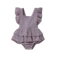thumbnail image 1 of Faithtur Baby Girls Sleeveless Ruffle Romper, Backless Solid Color Jumpsuit, Cute Summer One-piece Clothes, 1 of 9