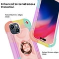 thumbnail image 3 of for iPhone 15 Case with Ring Stand, Heavy Duty Military Grade Rugged Shockproof Silicone Rubber Magnetic Kickstand Holder Case for Women Girls For iPhone 15, Rainbow Pink, 3 of 6