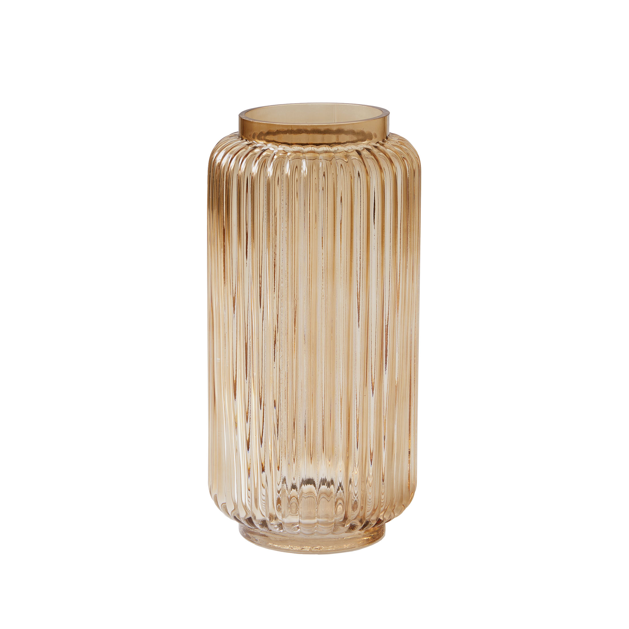 Better Homes & Gardens Ribbed Glass Vase, 10 in, Champagne photo 1