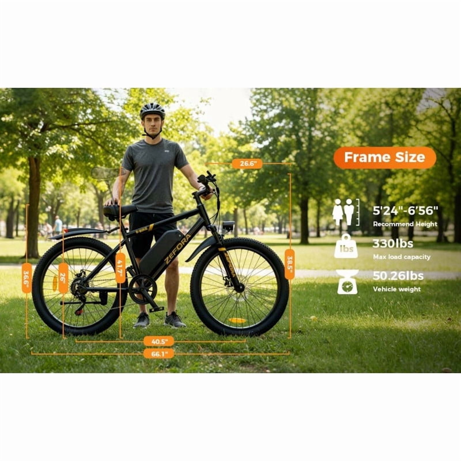 ZEFIORA Electric Bike for Adults, 1500W Peak Motor Ebike, 25mph, 45 Miles PAS Range, 48V 10Ah Removable Battery, 7-Speed, 26" All-Terrain Electric Bicycle, UL2849