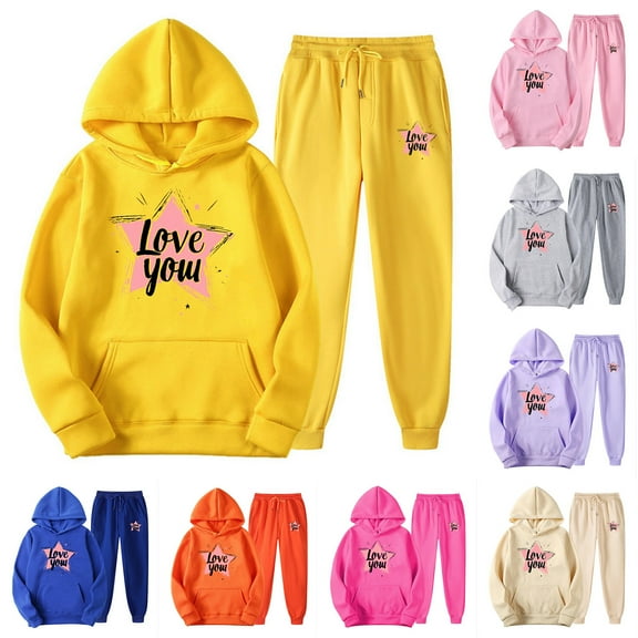 Feancey Deal of The Day Prime Today Womens Jogging Suits Plus Size Casual Heart Print Hooded Pullover and Long Pant Sets Teen Girl Cute Soft Valentines Day Sweatsuit Set Beige 3XL