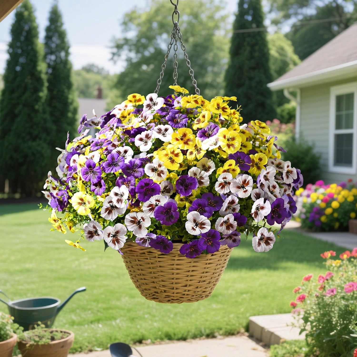 Waipfaru 20 Bundles Artificial Pansy Flower for Outdoor, UV Resistant Faux Pansies Plants,Realistic Silk Fake Flowers for for Front Porch,Basket,Garden Decor