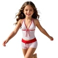 thumbnail image 2 of RFQWOVSR Girls Polka Dot Tankini 2 Piece Swimsuit Backless Boyshorts Summer Vacation Swimwear 13-14 Years, 2 of 5