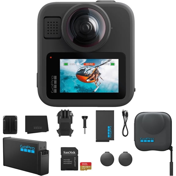 GoPro MAX2 360 Action Camera with Enduro Battery, 128GB SD Card and Protective Case Bundle