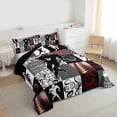 thumbnail image 3 of Feelyou Rugby Athlete Boys Full Size Comforter Sets, Modern Ball Game Bedding Comforter Set, Fashion Patchwork Plaid Reversible Bedding Sets, Luxury Bedroom Decor, 3pcs, 3 of 8