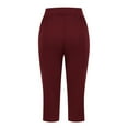 thumbnail image 5 of Mohiass V Crossover Capri Pants for Women, Summer Casual Pull On Womens Capris with Pockets, Women's Casual Pants & Capris, Ladies Capris Wine XL, 5 of 8