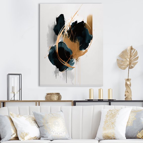 DESIGN ART Designart "Abstract Roses Ii" Abstract Floral Canvas Prints 30 in. wide x 40 in. high