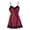 Wine Red, variant on Rotm Slip Dress Lingerie for Women Lace Babydoll Asymmetrical Hem Sexy Sheer Sleepwear Navy,S