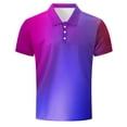 thumbnail image 4 of DayScoop Mens T-Shirt Big & Tall T Shirt Summer Short Sleeve Gradient Color Fashion Casual Print Half Buttoned Open Close Turndown Collar Tops Plus Size, 4 of 5