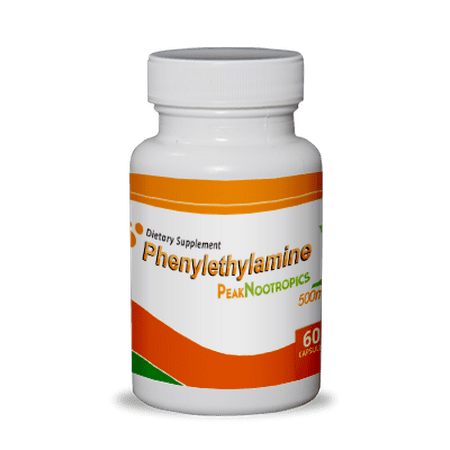 PeakNootropics PEA (Phenylethylamine) Capsules - 60 Count 500 mg Caps - Nootropic