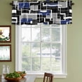 thumbnail image 3 of 2 Pack Valances for Window, Navy Blue Black Geometric Short Curtains for Kitchen Bedroom Living Room, Modern Color Block Abstract Rod Pocket Small Window Treatment Valance Drapes 42 x 18 Inch, 3 of 8