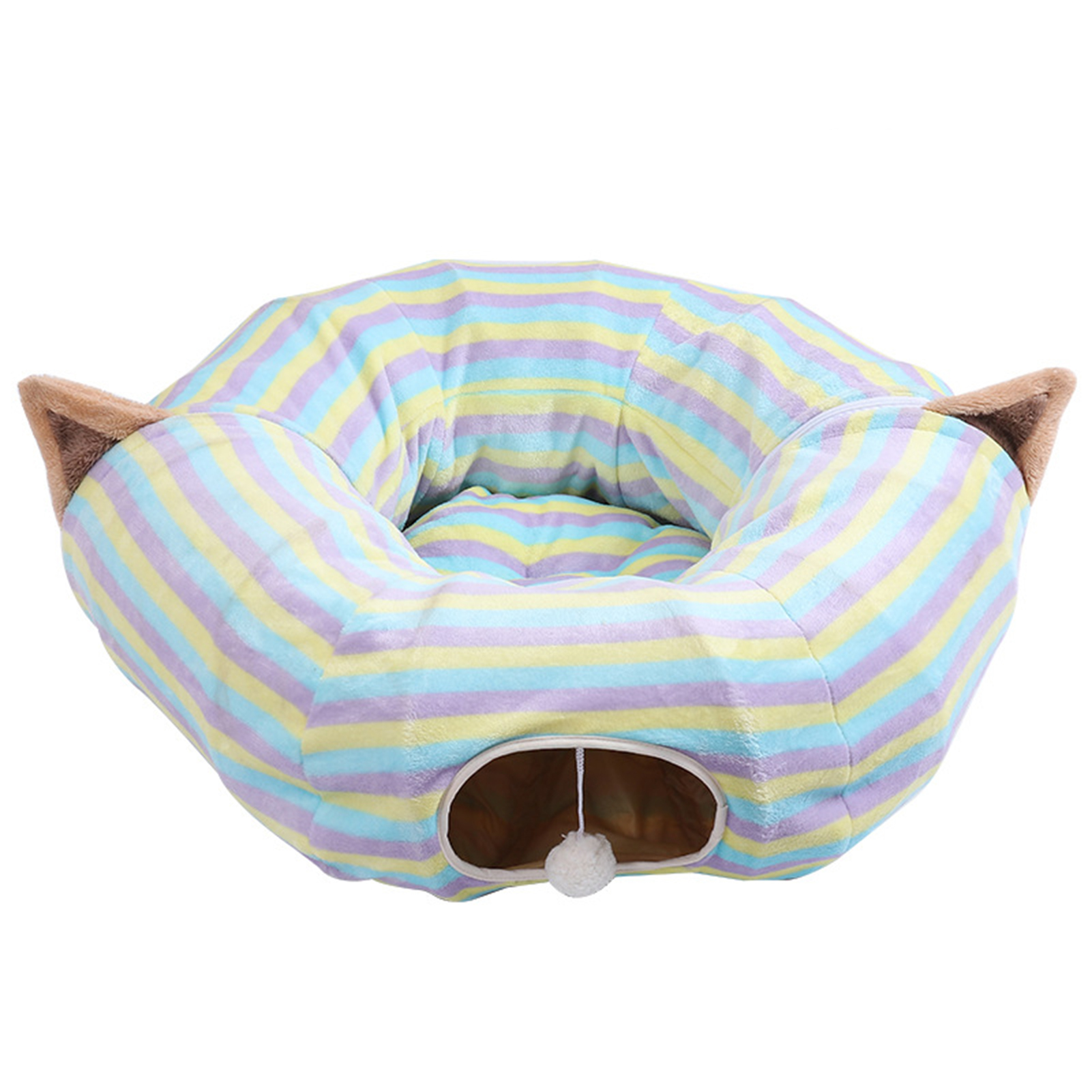 Reheyre Pet Tunnel Toy with Cushion Mat Comfortable Collapsible Kitty