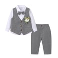 thumbnail image 2 of Jamsmile Toddler Boys Outfits Sets Long Sleeve Shirts + Vests And Pants Outfits Autumn 3 Piece Kids Boys Gentleman Style Sets, 2 of 9
