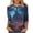 D19-NSLGXD Blue T-Shirts for Women, variant on NSLGXD Plus Size Halloween Shirts for Women 3/4 Length Sleeve Round Neck Tshirt Spooky Season Loose Fit Graphic Tees S-5XL