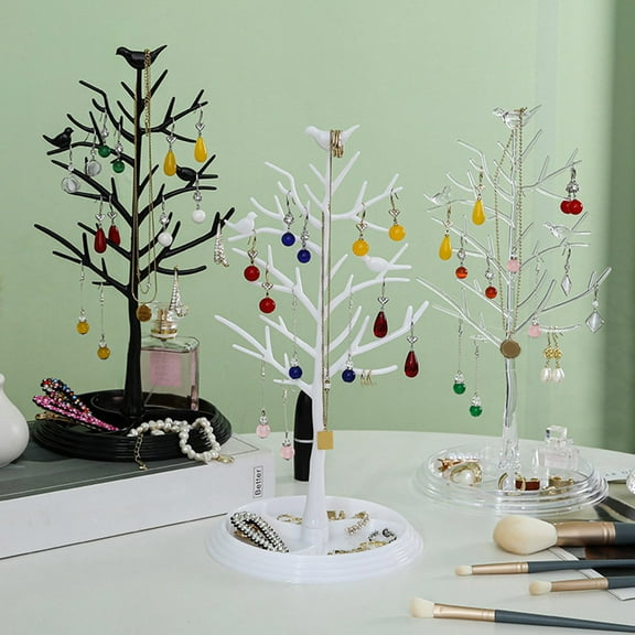 Opvise Jewelry Stand Organizer Tree Shape Design Tangle-Free Detachable Stable Base Earring Hanger Necklace Holder