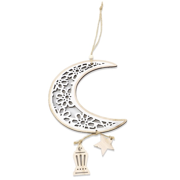 Ounissouiy Decoraciones de Ramadán Decoración colgante Adorno islámico Colgante de luna para el hogar Kits de decoración para fiestas 02 Ounissouiy HA061015-02