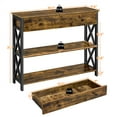 thumbnail image 4 of Yaheetech 2-Tier X-Design Console Table for Entryway Living Room, Rustic Brown, 4 of 7