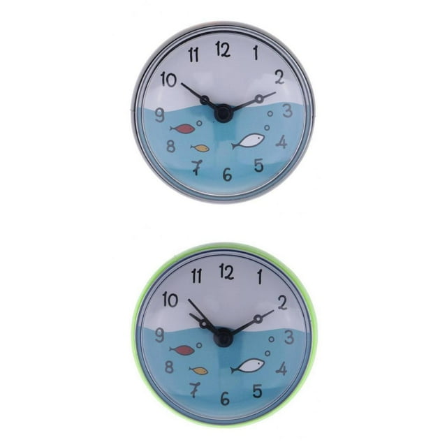 GUOOL Bathroom Clock Waterproof Kitchen Mini Bath Wall Clock Time Display Portable Green5 Black5