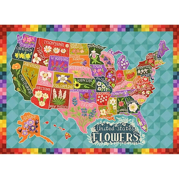 RoseArt Soft Touch 1000-Piece Flower Map Adult Interlocking Jigsaw Puzzle