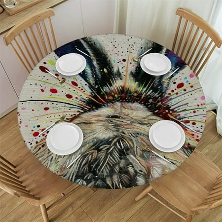 

Patifu Rabbit Headdress Painting Round Tablecloth for Indoor and Outdoor Use Stain-Resistant and Washable Ideal for Restaurants Weddings Parties - Picnic Dining Kitchen Farmhouse Home Decor 42 -46