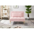 thumbnail image 4 of Convertible single sofa bed futon with gold metal legs teddy fabric (Pink), 4 of 7