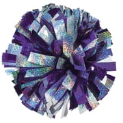 2-Color Holographic Mix Youth Cheer Pom - Purple/Silver