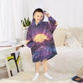 thumbnail image 6 of FORMRS Wearable Blanket Hoodie with Sleeves for Kids Cozy Flannel Sweatshirt, Blue Neon Road, 6 of 7