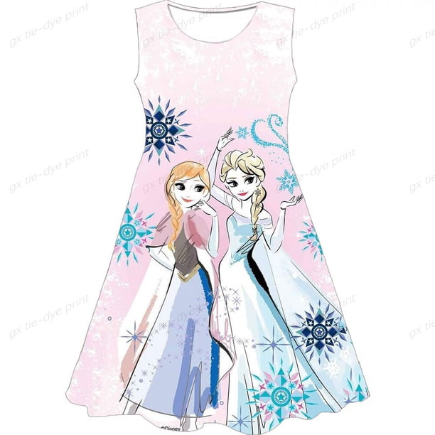 Vestido de otoño para niñas hielo y nieve 2 vestido de princesa Elsa fiesta de cumpleaños vestido de princesa sin mangas hermoso vestido de baile para niños 110 Gao Jinjia LED