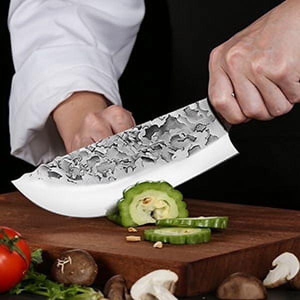 MDHAND 7-Piece Butcher Knife Set with Roll Bag, Chef Knife Set for