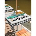 thumbnail image 2 of Outdoor Tablecloth with Umbrella Hole for Patio/Picnic/Party/Camping, Country Sunflowers Waterproof Table Cloth Square Cover Washable, Welcome Rustic Truck Floral Farm Wooden (54"x 54"), 2 of 8
