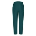 thumbnail image 4 of SELONE Green Plus Size Pants with Pockets for Women Lounge Pants Cotton Linen Elastic Waist Cropped Trouser Casual Beach Pants Solid with Buttons Tapered Lightweight L Tall Breathable Summer Clothes, 4 of 6