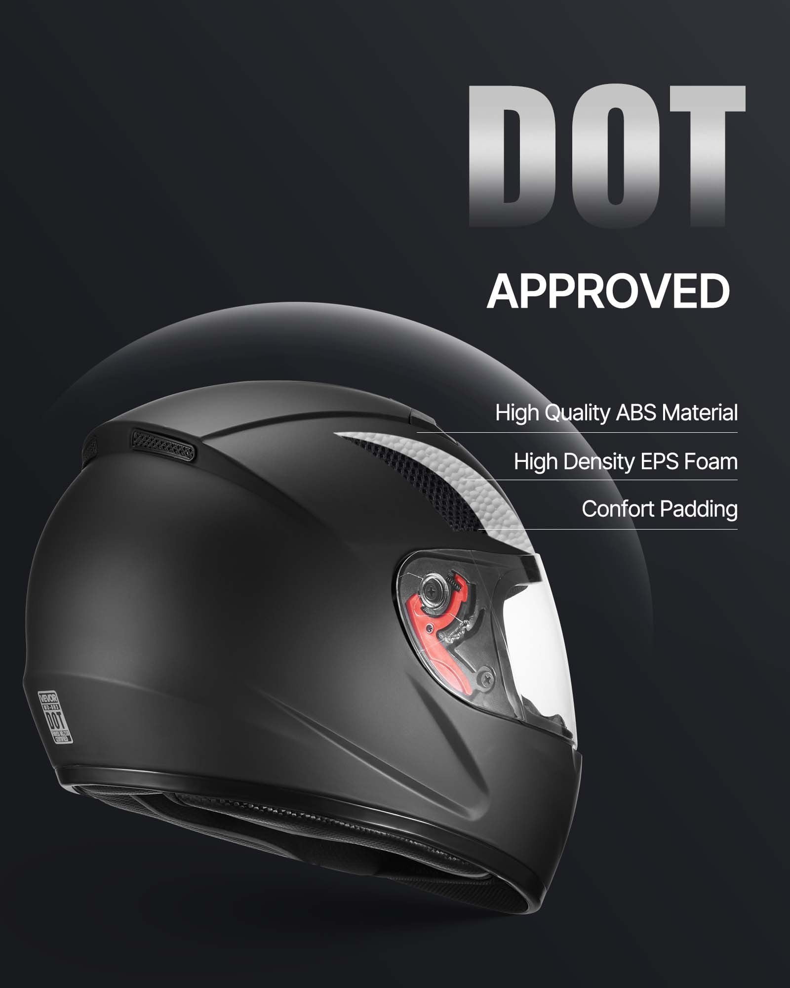 Motorcycle Helmet Full Face Adult Motocross Dirt Bike Helmet with Tinted Clear Dual Visor Detachable Liner DOT Approved Matte Black Size L