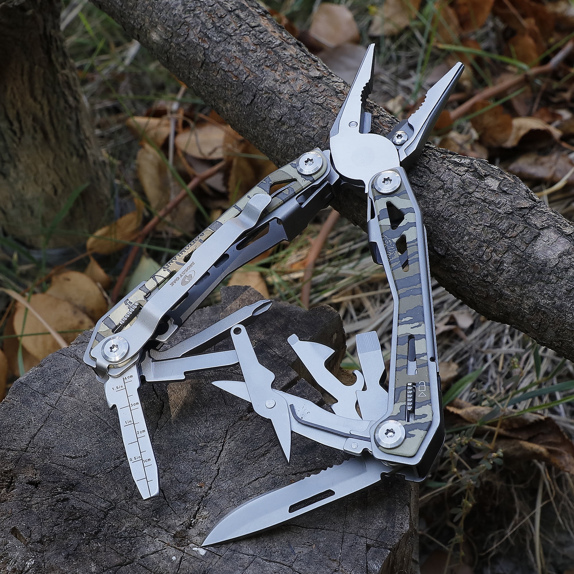 Mossy Oak 3-Pack Multitool and Knife Set: 17-in-1 Camo Multi