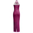 thumbnail image 3 of CAICJ98 Grande Taille Robes Femmes Sans Manches V Cou Split Soirée Longue Robe Argent L, 3 of 5
