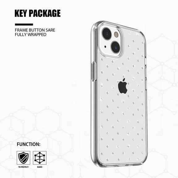 Phone Case for Apple iPhone 15 (6.1") Clarity Diamond Bling Sparkle Hybrid Hard PC Shell & Soft TPU Shock-Absorption Bumper Cover [ Clear ]