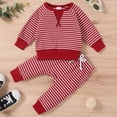 thumbnail image 2 of Gibobby Baby Boys Pajamas Boy Striped Pajamas Set 2-Piece 1t 2t 3t 4t 5t Long Sleeve Soft Sleepwear Soft Fall Winter Pjs for Boys Toddler Boys Clothes,Red,Size 9-12 Months, 2 of 4