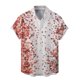 thumbnail image 2 of Camisas Negras Para Hombre Camisa de manga corta con solapa de moda de verano para hombre, Top con estampado de botones y hojas de arce (White, XL), 2 of 4