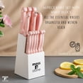 thumbnail image 3 of Moss & Stone Pink 14 Pcs Knife Block Set Stainless Steel, Premium Forged Kitchen Knives Set with High-Carbon Blades, Ergonomic Handle, Sharp Blade, Rust Resistant, Modern Style for Home & Chef, 3 of 5