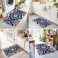 thumbnail image 4 of Entryway Rug 2'x3', Orange Blue Kitchen Runner Rugs Non-Slip Carpet Mats, Morocco Boho Abstract Floral Ethnic Tribal Bedside Rugs Runners Washable Floor Carpet for Bathroom Laundry Room, 4 of 8