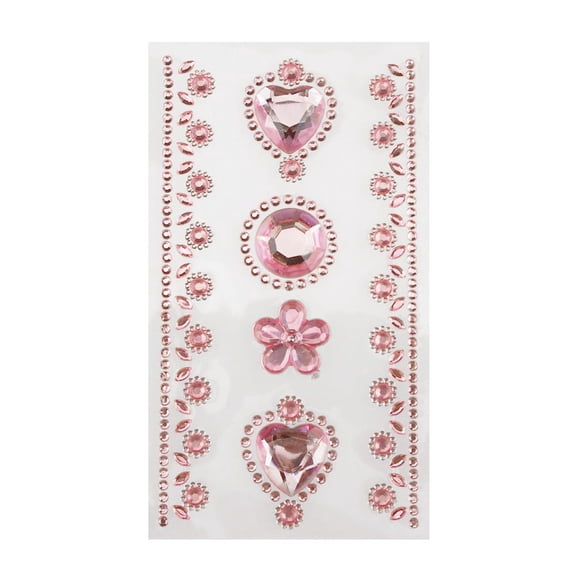 Self-Adhesive Rhinestone Stickers, Circle/Flower/Hearts, 6-count